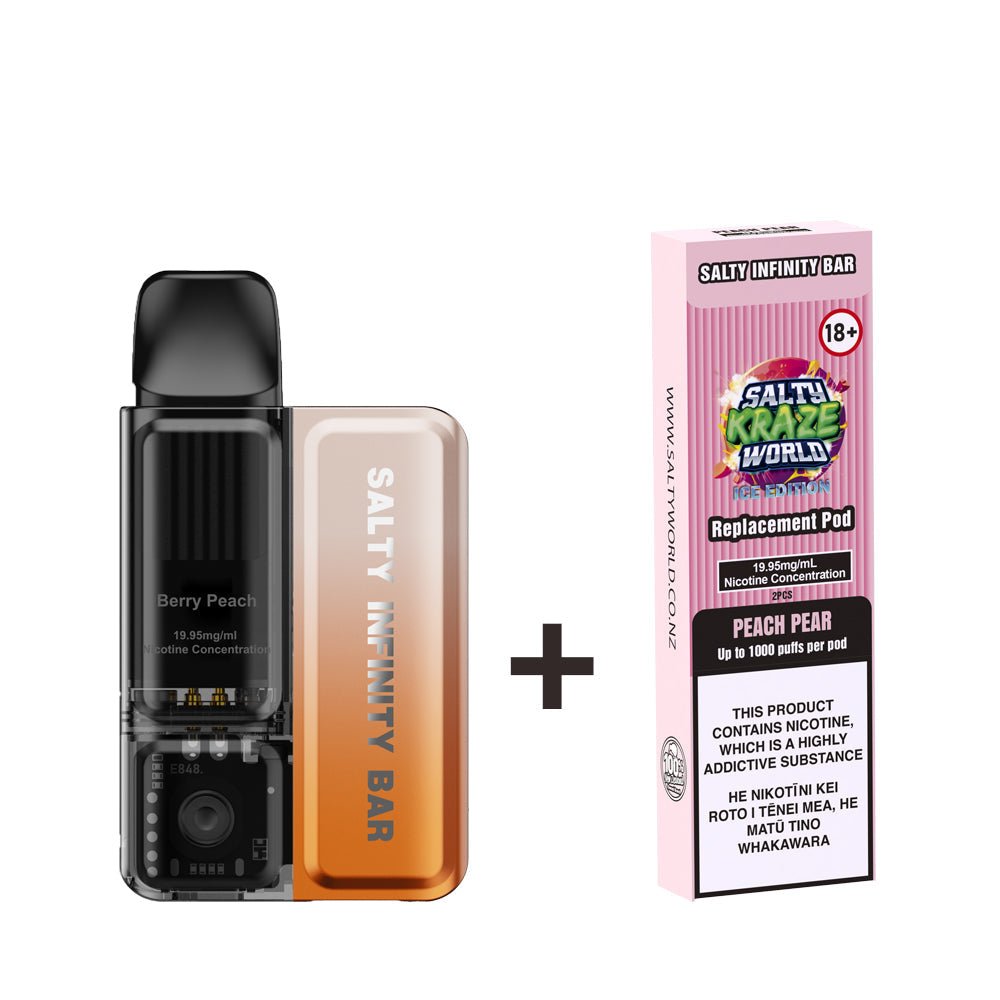 [Ice Edition] Berry Peach Disposable Vape + 2 x Replacement Pods COMBO | Shosha Vape NZ