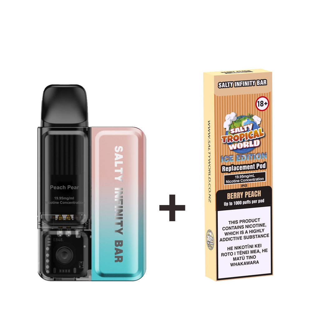 [Ice Edition] Peach Pear Disposable Vape + 2 x Replacement Pods COMBO | Shosha Vape NZ