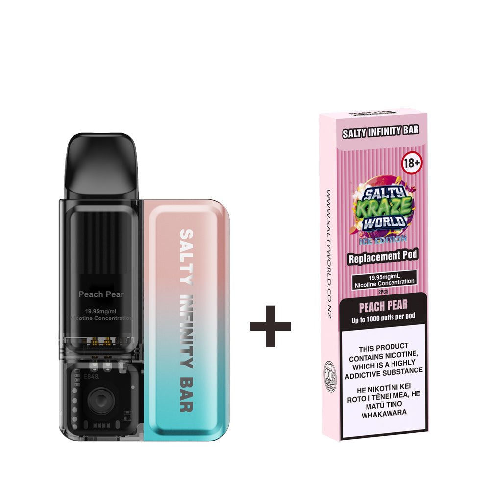 [Ice Edition] Peach Pear Disposable Vape + 2 x Replacement Pods COMBO | Shosha Vape NZ